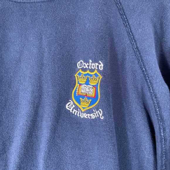 Vintage Oxford University Sweatshirt Women's XL Crewneck Pullover Navy Blue 90s - Picture 2 of 7